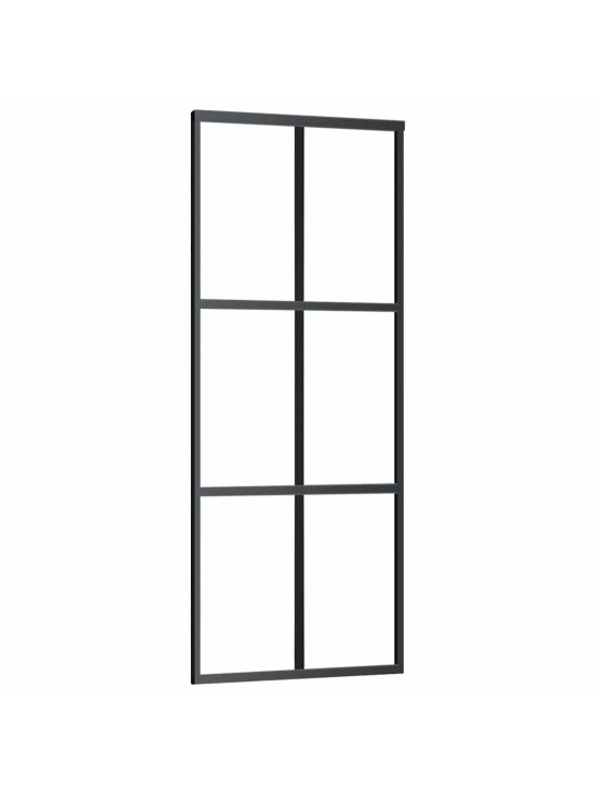 Bīdāmās durvis ar stiprinājumiem, melns, stikls, 76x205 cm