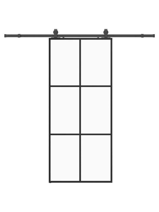 Bīdāmās durvis ar stiprinājumiem, melns, stikls, 90x205 cm