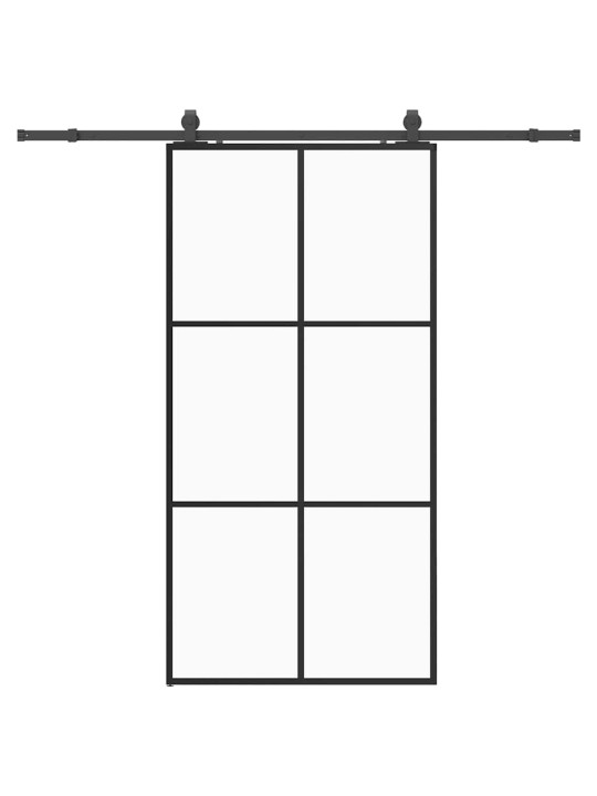 Bīdāmās durvis ar stiprinājumiem, melns, stikls, 102x205 cm