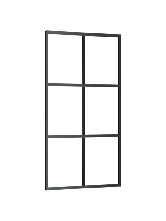 Bīdāmās durvis ar stiprinājumiem, melns, stikls, 102x205 cm