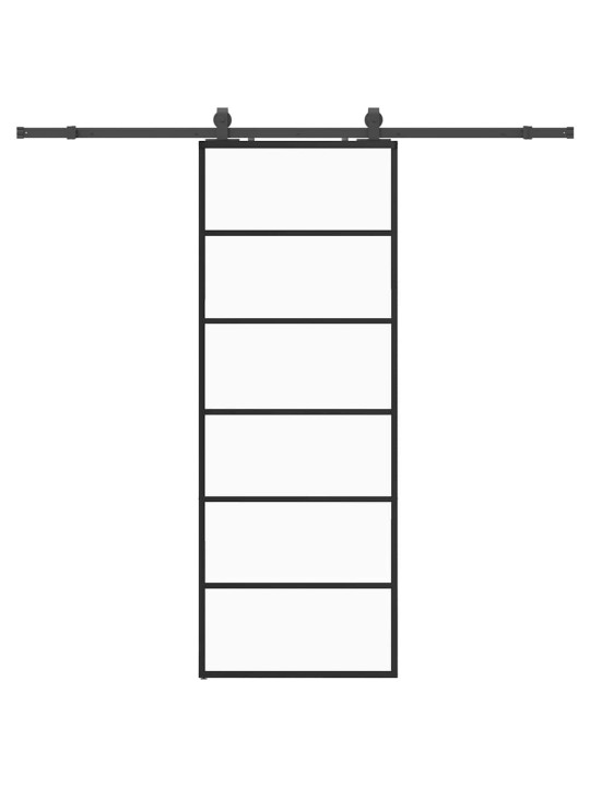 Bīdāmās durvis ar stiprinājumiem, melns, stikls, 76x205 cm