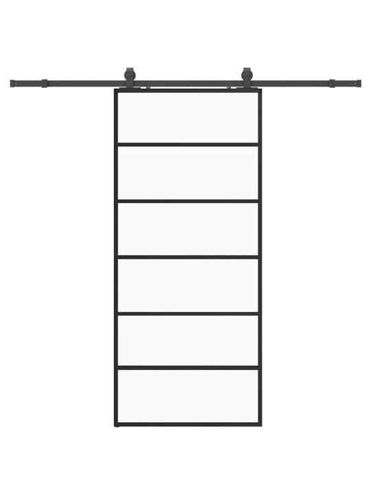 Bīdāmās durvis ar stiprinājumiem, melns, stikls, 90x205 cm