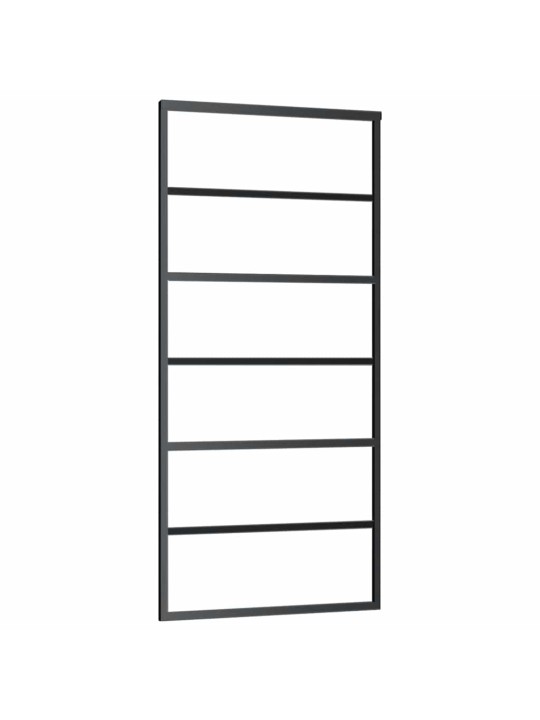 Bīdāmās durvis ar stiprinājumiem, melns, stikls, 90x205 cm