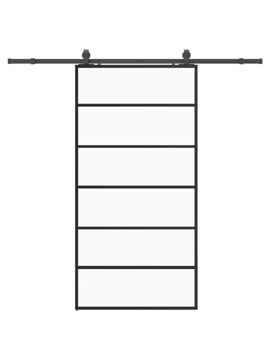 Bīdāmās durvis ar stiprinājumiem, melns, stikls, 102x205 cm