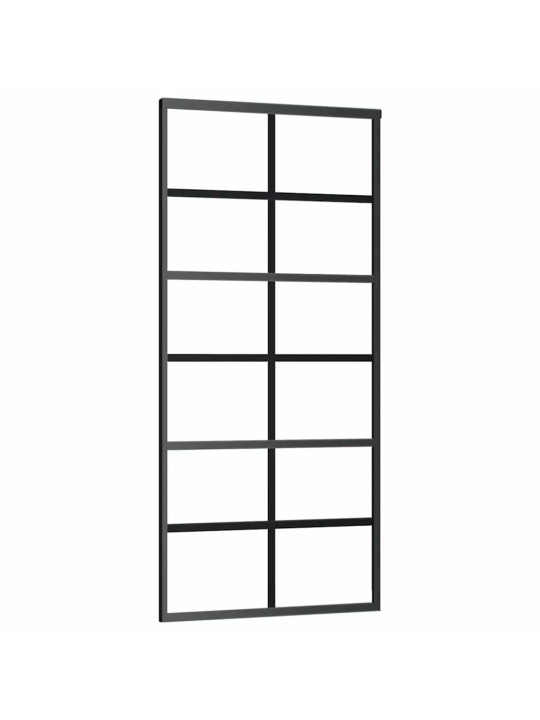 Bīdāmās durvis ar stiprinājumiem, melns, stikls, 90x205 cm