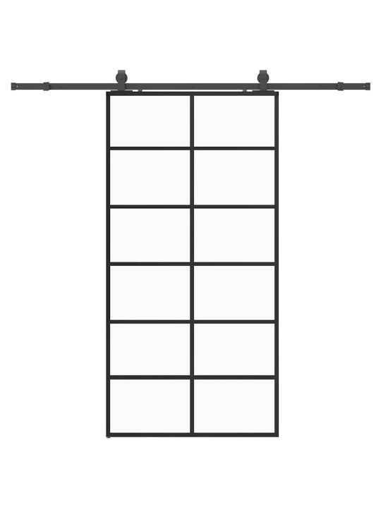 Bīdāmās durvis ar stiprinājumiem, melns, stikls, 102x205 cm
