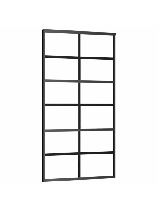 Bīdāmās durvis ar stiprinājumiem, melns, stikls, 102x205 cm