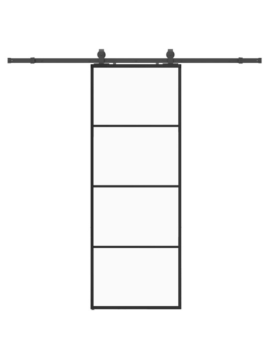 Bīdāmās durvis ar stiprinājumiem, melns, stikls, 76x205 cm