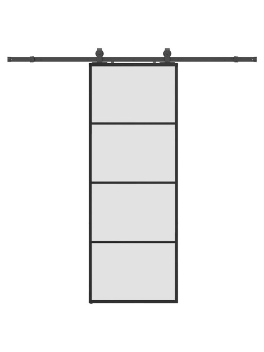 Bīdāmās durvis ar stiprinājumiem, melns, stikls, 76x205 cm