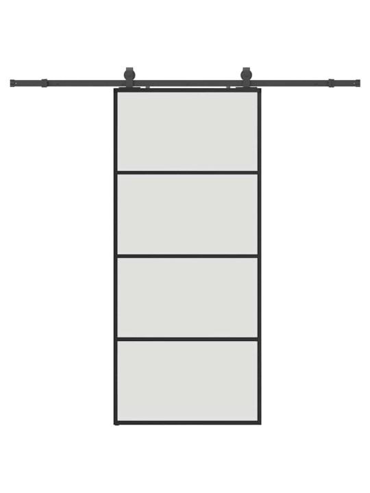 Bīdāmās durvis ar stiprinājumiem, melns, stikls, 90x205 cm