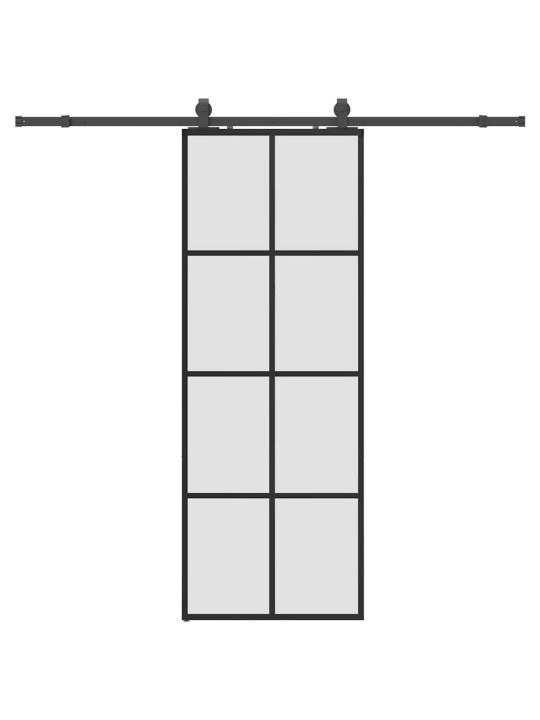 Bīdāmās durvis ar stiprinājumiem, melns, stikls, 76x205 cm