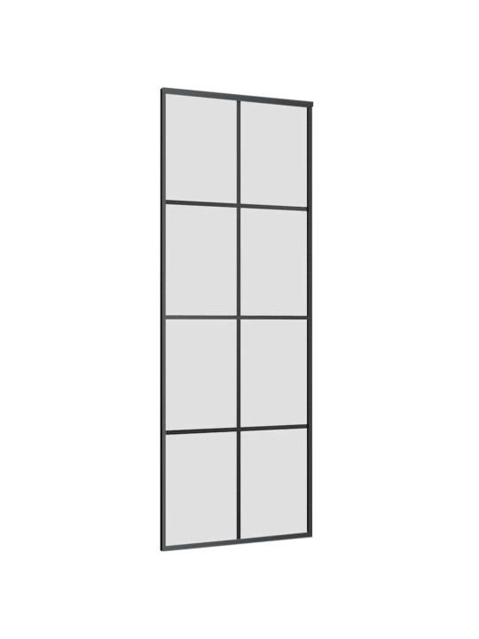 Bīdāmās durvis ar stiprinājumiem, melns, stikls, 76x205 cm