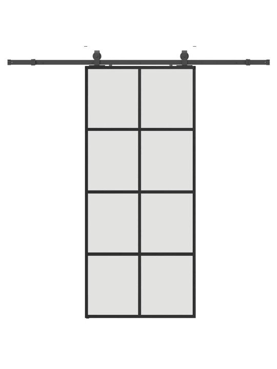 Bīdāmās durvis ar stiprinājumiem, melns, stikls, 90x205 cm