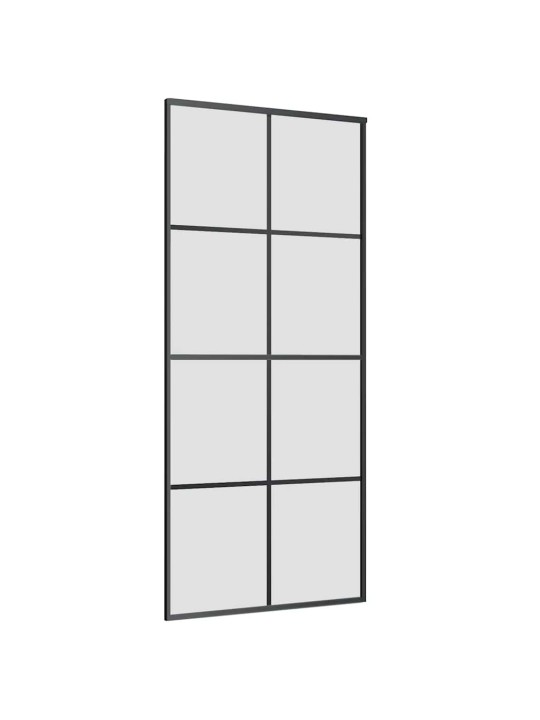 Bīdāmās durvis ar stiprinājumiem, melns, stikls, 90x205 cm