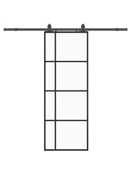 Bīdāmās durvis ar stiprinājumiem, melns, stikls, 76x205 cm