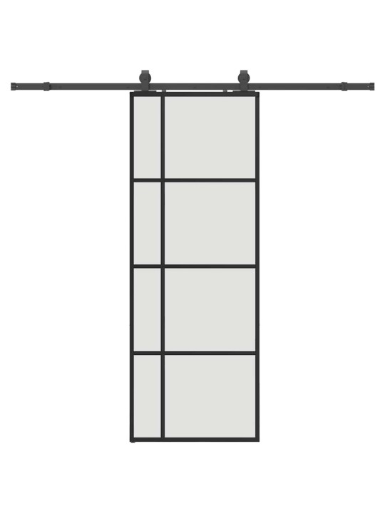 Bīdāmās durvis ar stiprinājumiem, melns, stikls, 76x205 cm