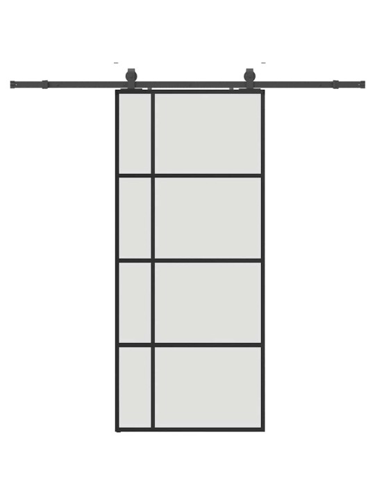 Bīdāmās durvis ar stiprinājumiem, melns, stikls, 90x205 cm