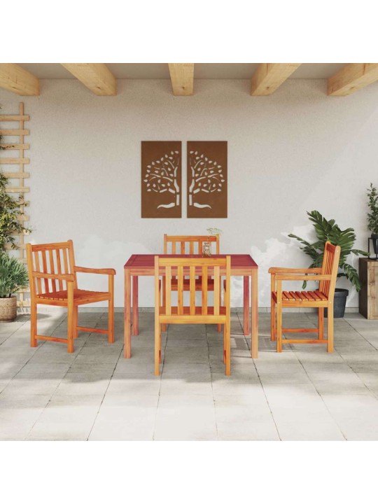 Dārza ēdamgalds 5 pcs brūna akācijas masīvkoks