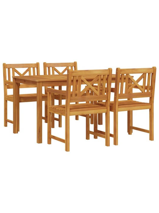 Dārza ēdamgalds 5 pcs brūna akācijas masīvkoks