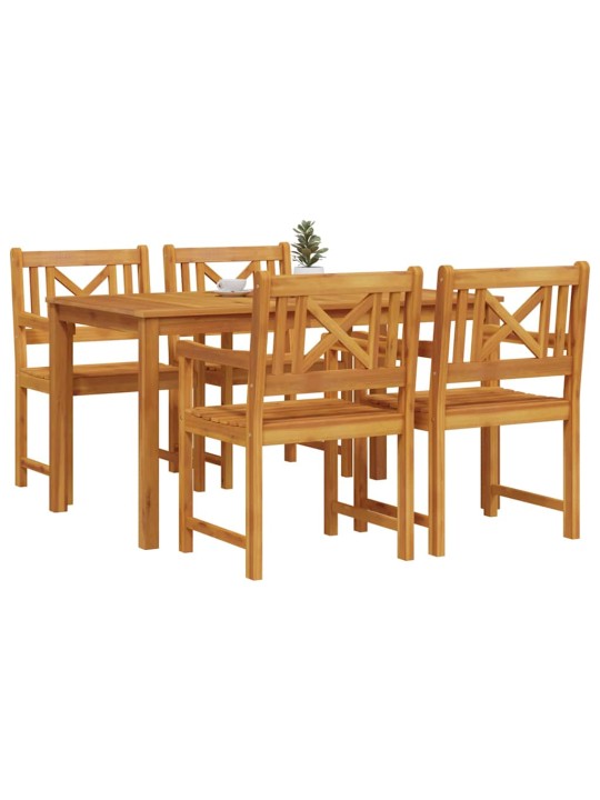 Dārza ēdamgalds 5 pcs brūna akācijas masīvkoks
