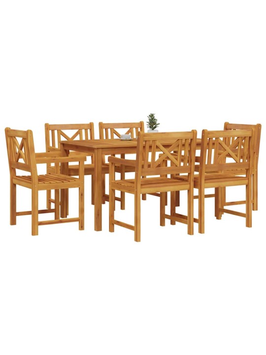 Dārza ēdamgalds 7 pcs brūna akācijas masīvkoks