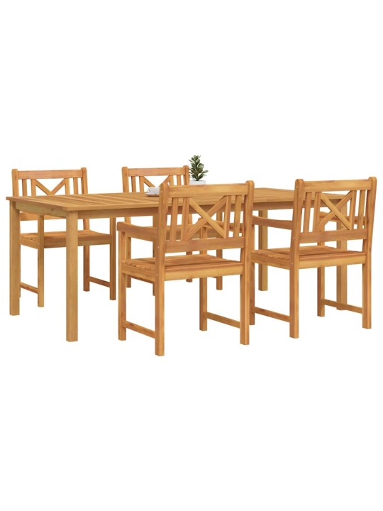 Dārza ēdamgalds 5 pcs brūna akācijas masīvkoks