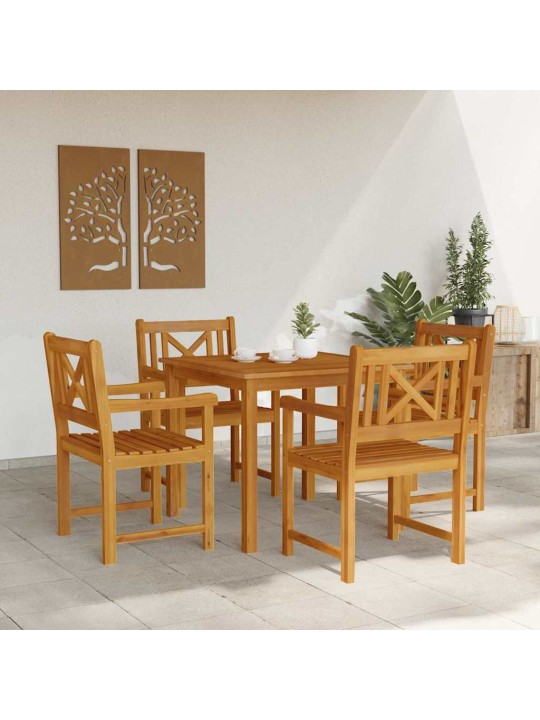 Dārza ēdamgalds 5 pcs brūna akācijas masīvkoks