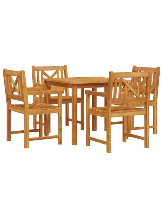 Dārza ēdamgalds 5 pcs brūna akācijas masīvkoks