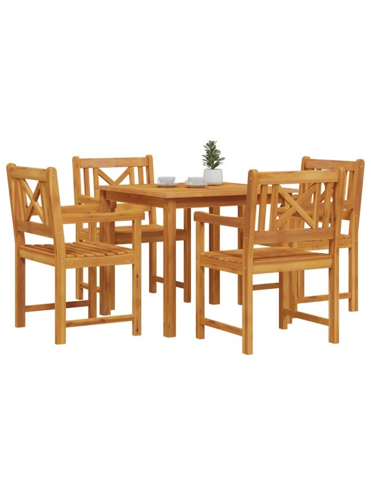 Dārza ēdamgalds 5 pcs brūna akācijas masīvkoks