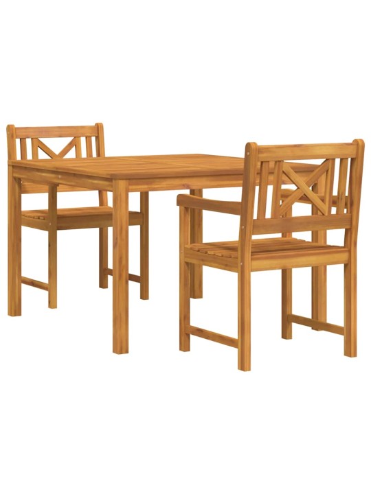 Dārza ēdamgalds 3 pcs brūna akācijas masīvkoks