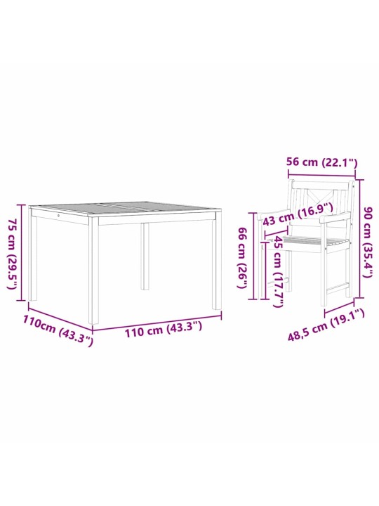 Dārza ēdamgalds 3 pcs brūna akācijas masīvkoks