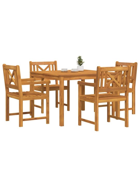 Dārza ēdamgalds 5 pcs brūna akācijas masīvkoks