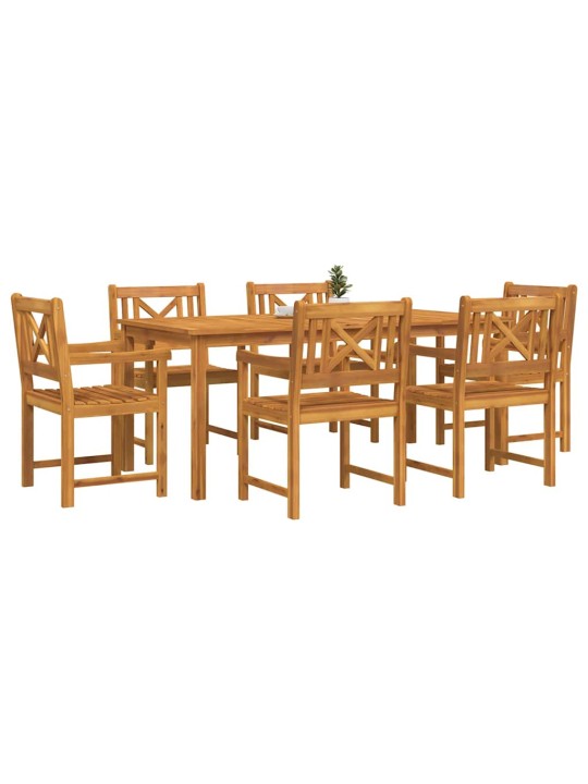Dārza ēdamgalds 7 pcs brūna akācijas masīvkoks