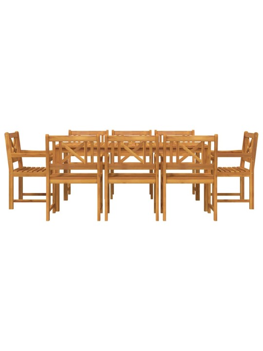 Dārza ēdamgalds 9 pcs brūna akācijas masīvkoks