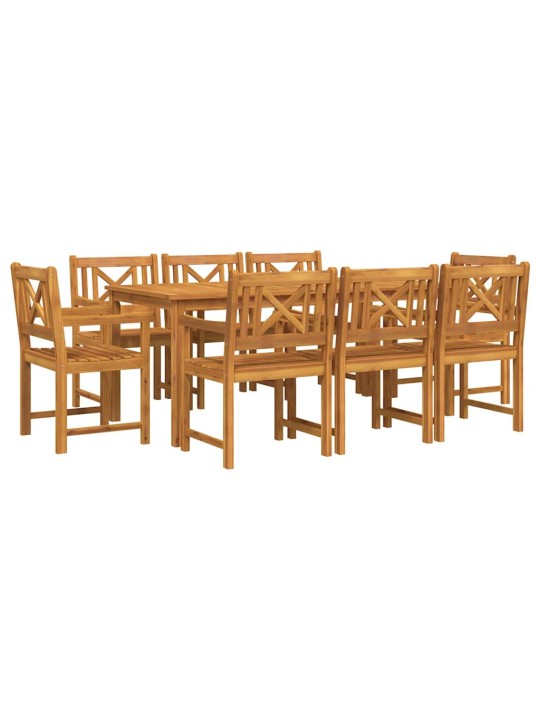 Dārza ēdamgalds 9 pcs brūna akācijas masīvkoks