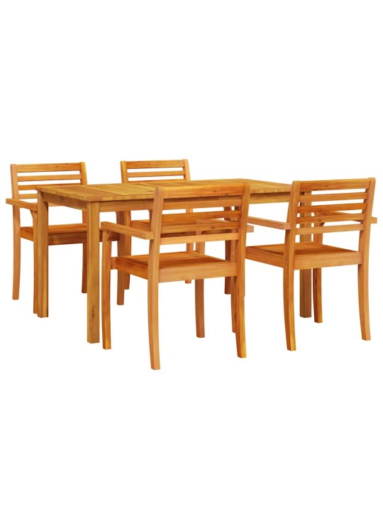 Dārza ēdamgalds 5 pcs brūna akācijas masīvkoks