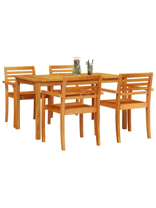 Dārza ēdamgalds 5 pcs brūna akācijas masīvkoks