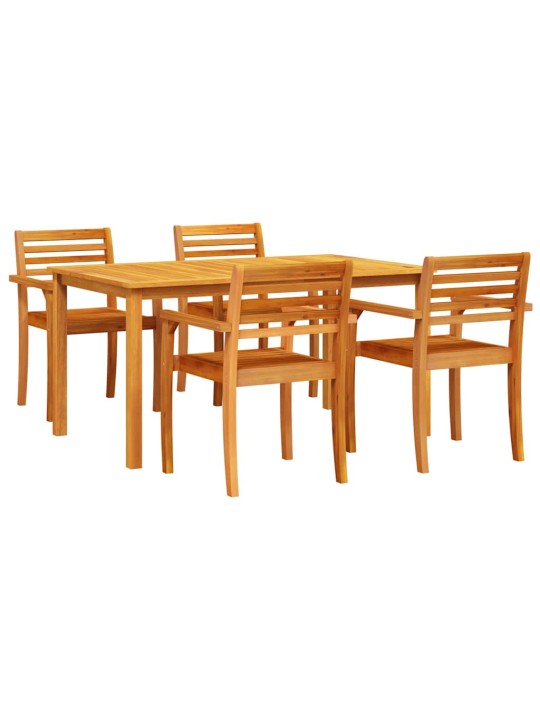Dārza ēdamgalds 5 pcs brūna akācijas masīvkoks