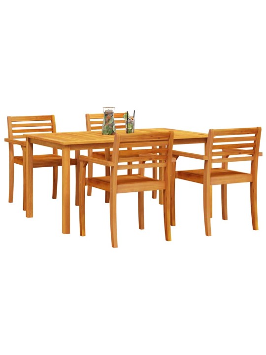 Dārza ēdamgalds 5 pcs brūna akācijas masīvkoks