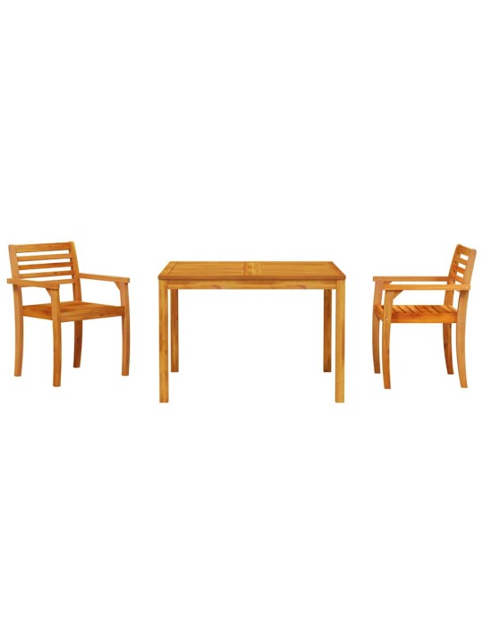 Dārza ēdamgalds 3 pcs brūna akācijas masīvkoks