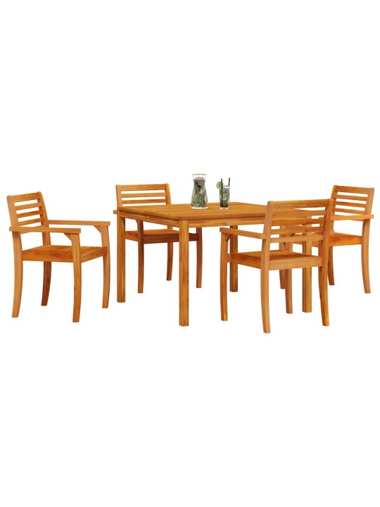 Dārza ēdamgalds 5 pcs brūna akācijas masīvkoks