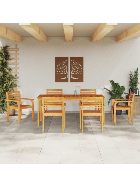 Dārza ēdamgalds 7 pcs brūna akācijas masīvkoks