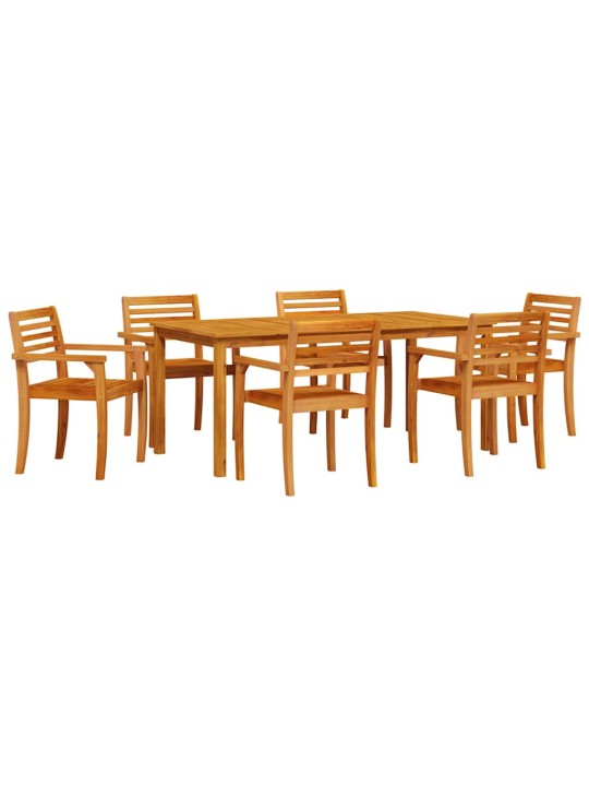Dārza ēdamgalds 7 pcs brūna akācijas masīvkoks