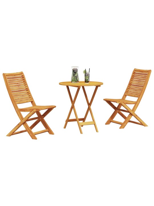 Salokāms bistro komplekts 3 pcs brūna akācijas masīvkoks