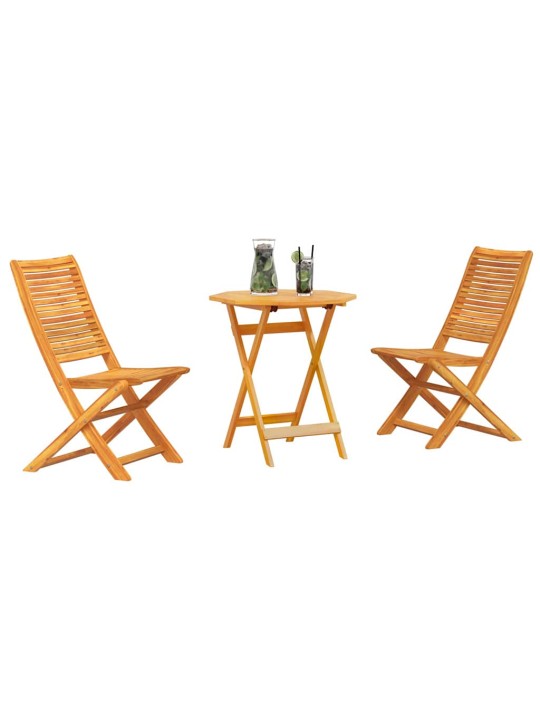 Salokāms bistro komplekts 3 pcs brūna akācijas masīvkoks
