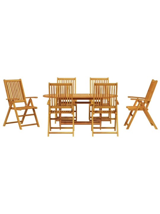 Dārza ēdamgalds 7 pcs brūna akācijas masīvkoks