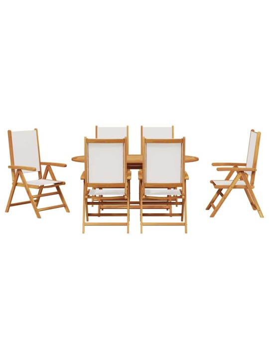 Dārza ēdamgalds 7 pcs krēmkrāsas balts akācijas masīvkoks