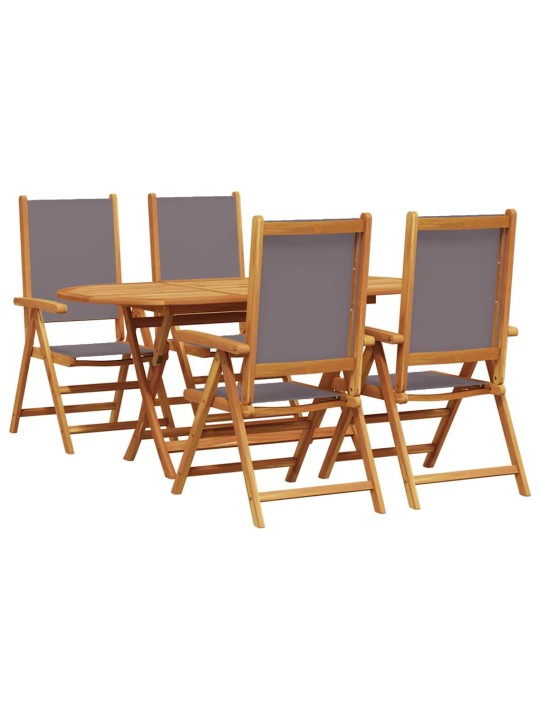 Dārza ēdamgalds saliekams 5 pcs antracīts akācijas masīvkoks