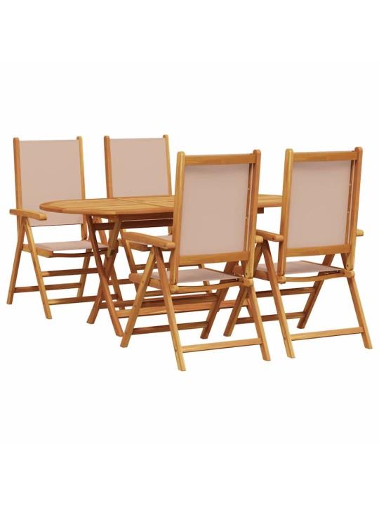Dārza ēdamgalds saliekams 5 pcs pelēkbrūna akācijas masīvkoks