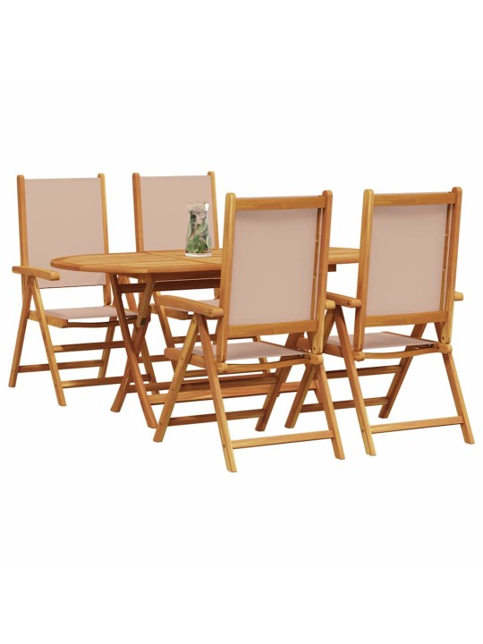 Dārza ēdamgalds saliekams 5 pcs pelēkbrūna akācijas masīvkoks